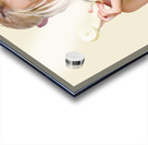 Confused woman with retro phone Acrylic print