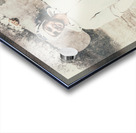 Vintage snowboarding man carrying board in snow Acrylic print