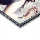 Dead woman holding black flower in blood puddle Acrylic print