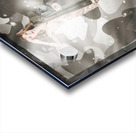 Sexy army girl saluting on snow camo background Acrylic print