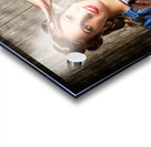 Young Retro Woman Holding Instant Camera Acrylic print