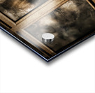 Scary murderer standing by the window with handgun Acrylic print