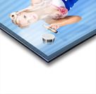 Retro style pin-up sailor girl on blue background Acrylic print