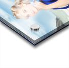 Young retro woman on a tropical beach vacation Acrylic print