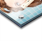 Gorgeous pin-up woman holding large cleaning peg Acrylic print