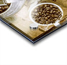 Roasted coffee beans in kettle and cup Acrylic print