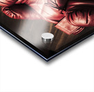 Retro red boxing gloves on wooden training bench Acrylic print