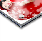 Beautiful woman holding blank love heart sign Acrylic print