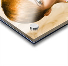 Short haired girl in floral dress Acrylic print