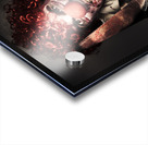 Angry Horror Clown Holding Butcher Saw In Darkness Acrylic print