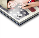 USA pin-up woman. On vintage American flag wall Acrylic print