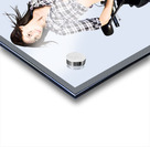 Woman leaning on a motorbike Acrylic print