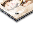 Pinup woman shooting rocks with toy slingshot Acrylic print