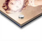 Pin-up cooking girl peeling potato. Quick recipe Acrylic print