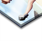 Fine art fifties poster girl on travel luggage Acrylic print