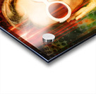 Young retro woman listening to earphones Acrylic print