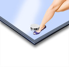 Woman talking on antique landline phone on white Acrylic print