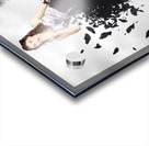 Brunette pin-up woman in gorgeous feather skirt Acrylic print