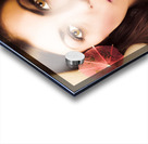 Pinup poster girl drinking at retro cocktail party Acrylic print