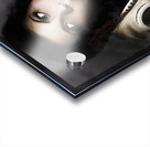 Vintage army pinup girl holding gas mask Acrylic print