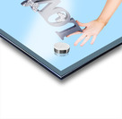 Fun blonde woman with love word sign Acrylic print