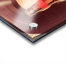 Beer bottle on bar counter top with vinyl record Acrylic print