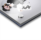 Young business person holding money at bank teller Acrylic print