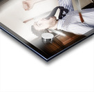 Crazy businessman running in fear from danger Acrylic print