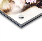 Beautiful young woman holding a delicate flower Acrylic print