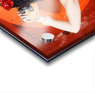 Retro pinup girl holding old wooden skateboard Acrylic print