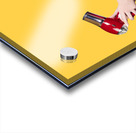 Cute brunette retro woman with hair dryer Acrylic print