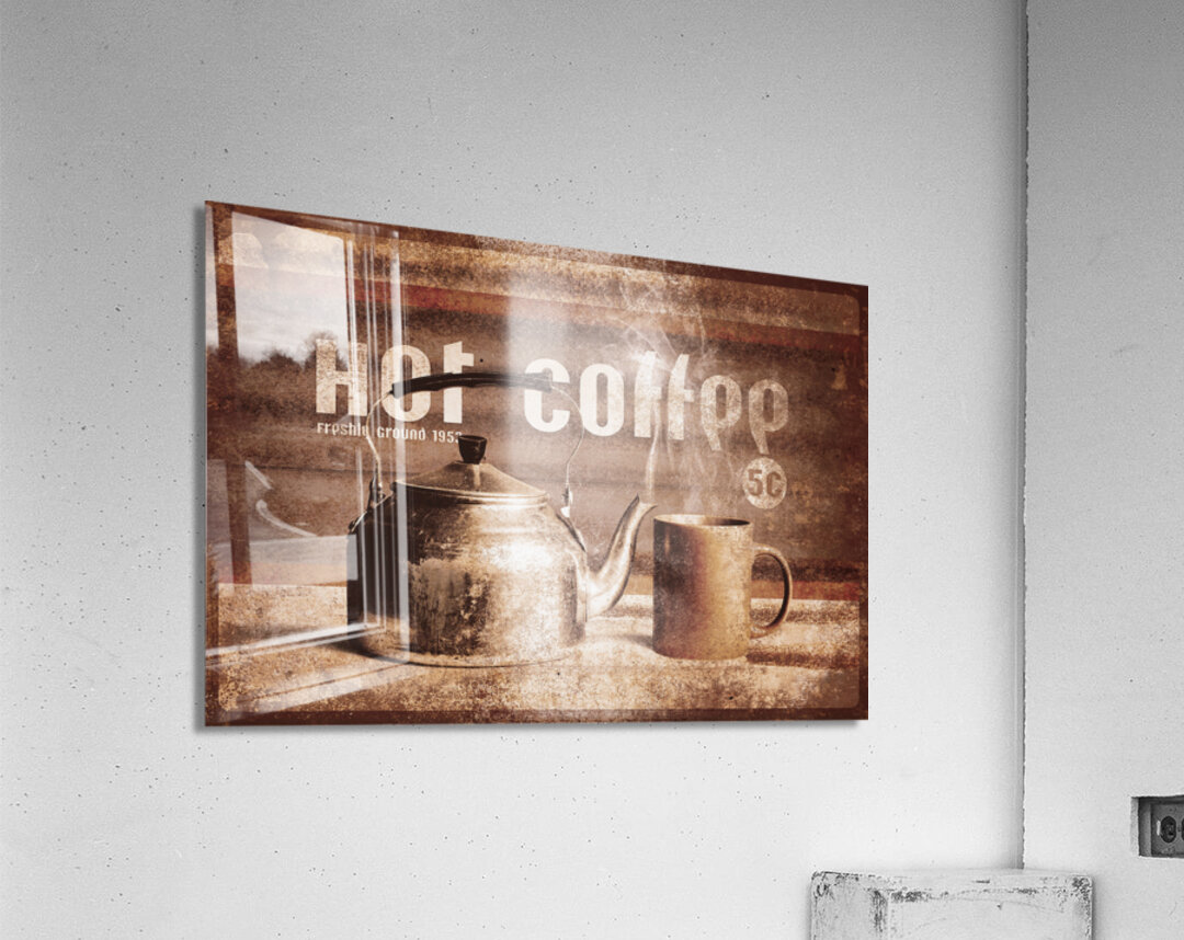 Fine art coffee shop tin sign insignia Acrylic Print