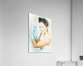 Pinup housewife flexing muscles. Cleaning strength Acrylic Print