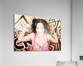 Beautiful skater woman resting against grunge wall Acrylic Print