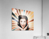 Beautiful retro brunette girl with surprised look Acrylic Print
