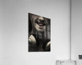 Urban man wearing headphones and beer cap in mouth Acrylic Print