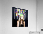 Woman accessing digital media with touch screen Acrylic Print