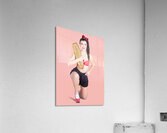 A pin up girl holding a little wooden skateboard Acrylic Print