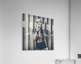 Young retro pinup woman shouting maritime surprise Acrylic Print