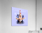 American pinup woman upside down on cane chair Acrylic Print