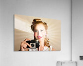 Young Smiling Vintage Girl Taking Photo Acrylic Print