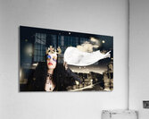 Royal damsel in distress waving white castle flag Acrylic Print