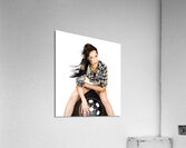 Sexy Woman Sitting On Car Tyre Acrylic Print