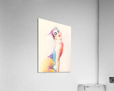 Sun flared 70s pin-up girl posing in funky colour Acrylic Print