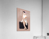Female pinup travelling tourist sitting on luggage Acrylic Print