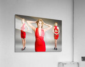 Luxury female fashion model in classy red dress Acrylic Print