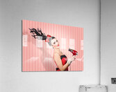 Fashion model straightening long brunette hair Acrylic Print