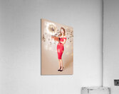 Pin-up at the disco. Vintage woman with gramophone Acrylic Print