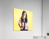 Deceased business woman with memo message on face Acrylic Print