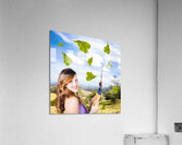 Elegant young woman with shears. Gardening love Acrylic Print